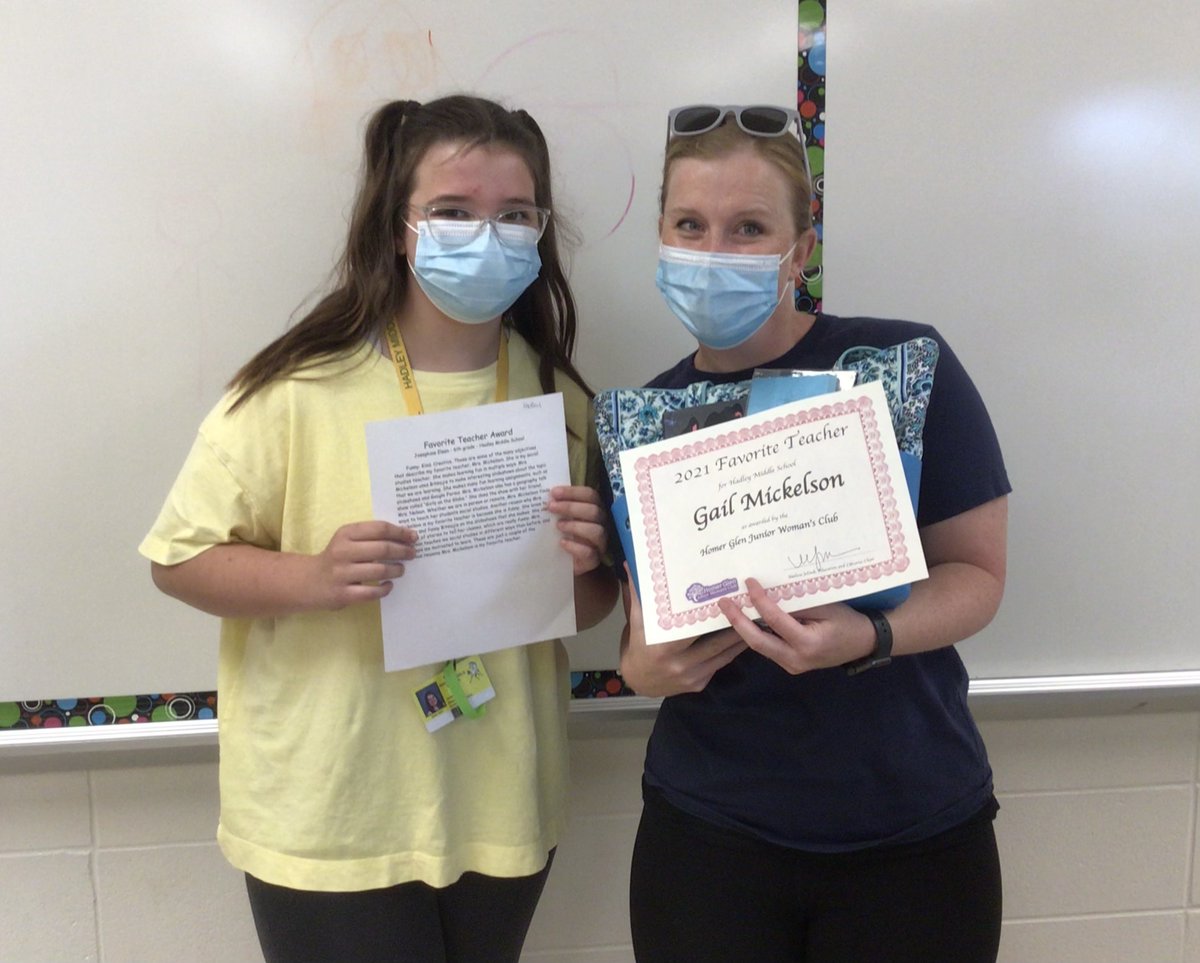 Congrats to Mrs. Mickelson <a href="/LearnersLeague/">Gail Mickelson</a>.  She was nominated and won the <a href="/HGJWC/">HGJWC</a> Teacher of the Year Award. #33cPride