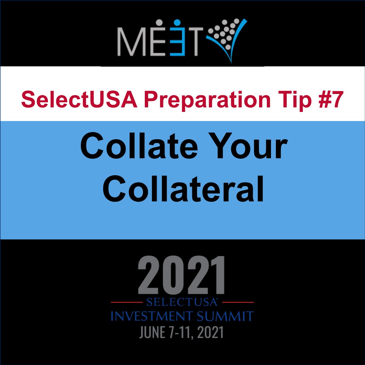 A good pitch will not be enough to keep you top of mind for target prospects. Prepare “leave behinds” – company overviews, product sell sheets – for every meeting.  Remind your audience how to take action after you're gone! For more tips, check out: meetroi.com/ready-for-sele…