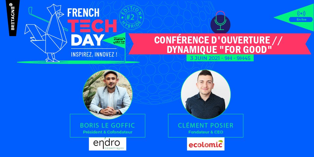 Le #FrenchTechDay c'est demain ! 💥 Et la journée commence dès 9h avec une conférence sur la dynamique #ForGood. Zoom sur 2 startups à impact avec #EndroCosmétiques &amp; <a href="/Ecolomic1/">Ecolomic</a> 🎙
RDV en live juste ici 👉 frenchtech.attwm.fr