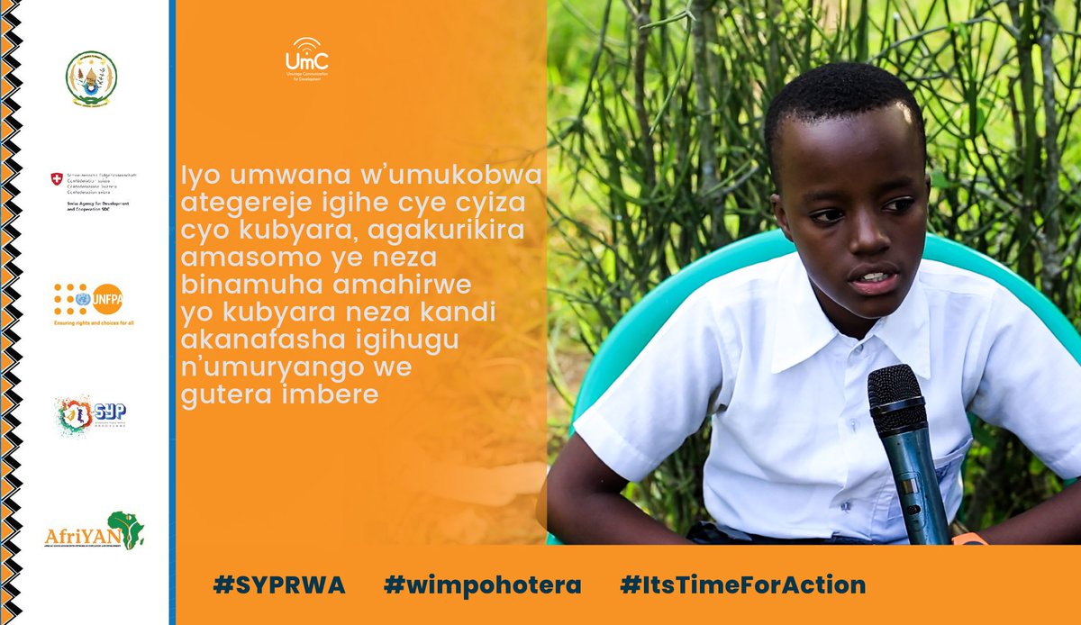 umuragedrama's tweet photo. Iyo umwana w’umukobwa ategereje igihe cye cyiza cyo kubyara, agakurikira amasomo ye neza binamuha amahirwe yo kubyara neza kandi akanafasha igihugu n’umuryango we gutera imbere
#SYPRWA
#ItsTimeForAction
#Wimpohotera
#RwOT
@UNFPA_SYP @UNFPA_SYP @UNFPARwanda @swissDev https://t.co/7Hxcot5QcF