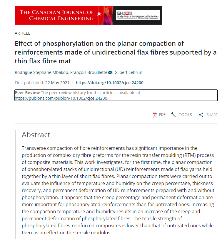 CRMR_Qc's tweet photo. 📑 NEW ARTICLE #MRQNetwork

#naturalfibre #compaction #chemicalmodification #phosphorylation #mechanicalproperties

👉🏽 https://t.co/LtFPX2frKE

🙏🏾💰@NSERC_CRSNG 

🙏to Dr. Zahahe Oulame Mouandhoime to the fibre phosphorylation reaction.

@UQTR - #I2E3 https://t.co/HW2vYU6gDR