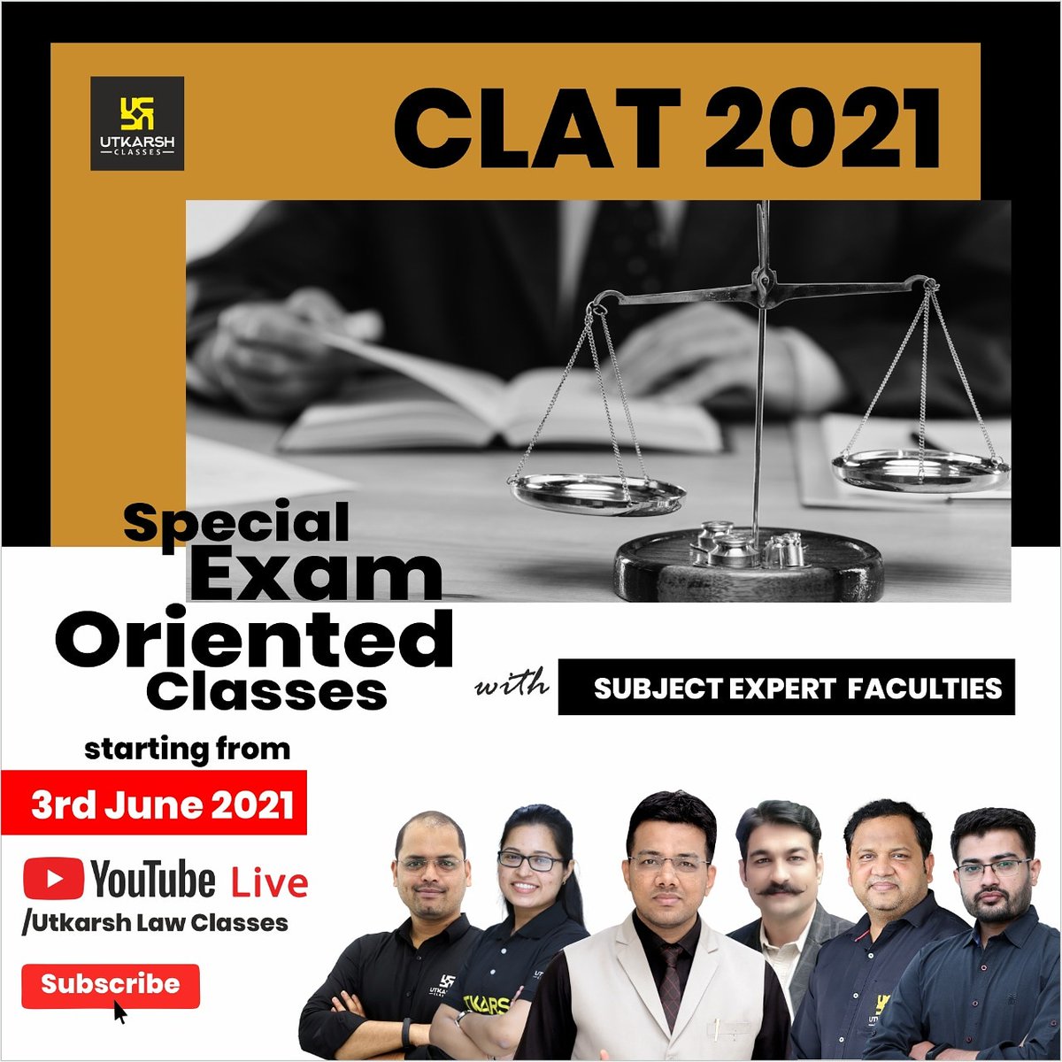 UtkarshClasses's tweet photo. अगर आप चाहते हैं The Consortium Of National Law University से वकालत करना ? उत्कर्ष आपके लिए लाया है ख़ुशियों की सौग़ात, #Utkarsh_Law_Classes के यूट्यूब चैनल पर कल 3 जून से शुरू हो रही है #Special_Oriented_Classes जहाँ आपको अनुभवी शिक्षकों द्वारा करवाया जाएगा सम्पूर्ण अध्ययन। https://t.co/H2Kh7DsqdM