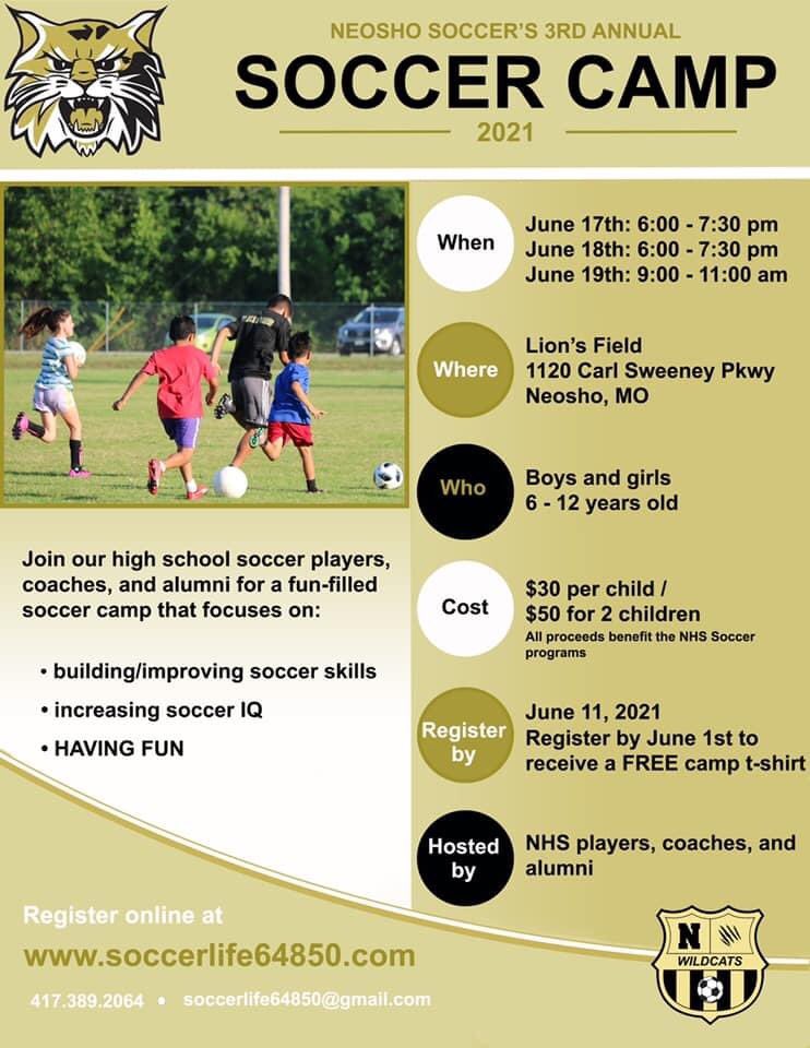 Have kids ages 6-12?  Sign them up for soccer camp!  Registration closes June 11th.