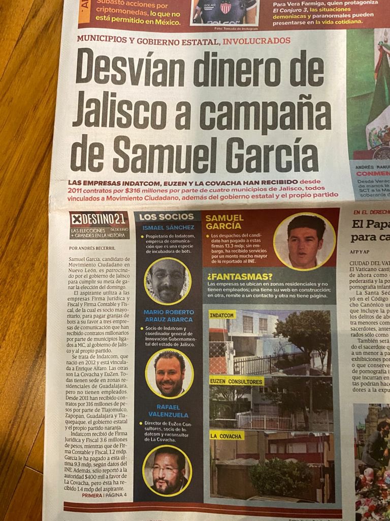 Hoy se da a conocer que desde JALISCO ALFARO y MC 🍊financia campaña de Nuevo León y no dudo que la de Campeche también¡MIENTRAS A NOSOTROS NOS DESAPARECEN Y DEJAN SIN AGUA !