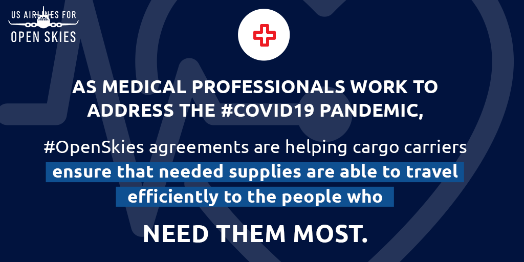USA4OS's tweet photo. As medical professionals work to address the #COVID19 pandemic, #OpenSkies agreements are helping cargo carriers ensure that needed supplies are able to travel efficiently to the people who need them most. Read more at https://t.co/knytEp1OMY https://t.co/aDUMoYuECB