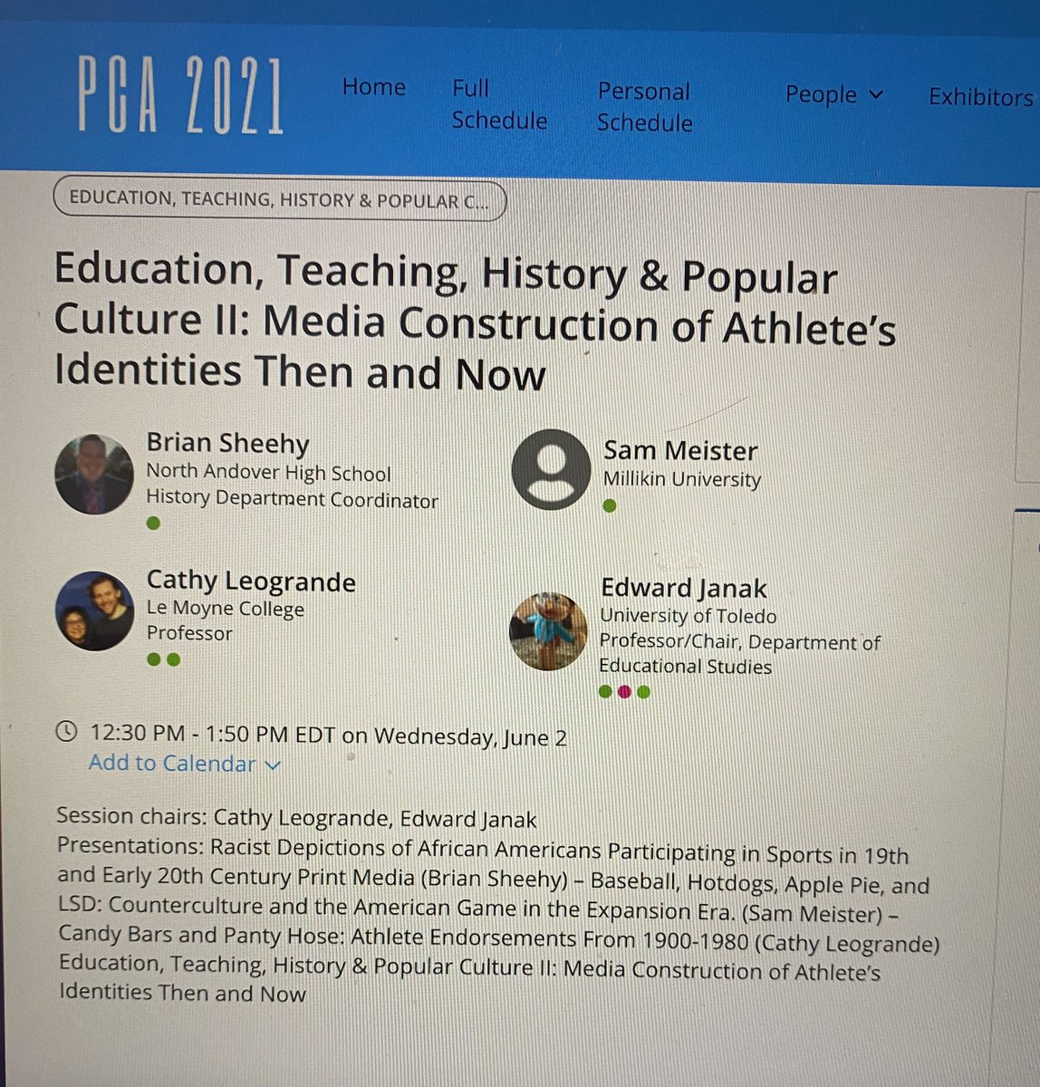 BrianSheehy's tweet image. Looking forward to presenting today #PCAACA21 #sportshistory