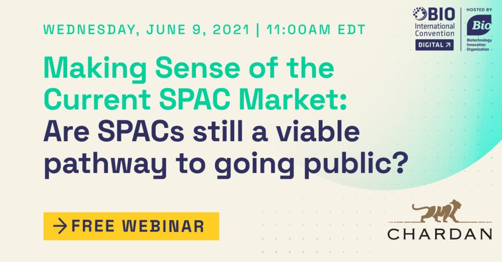 BIOConvention's tweet photo. Within the past year the role in biotech of special purpose acquisition companies has moved from a rarefied interest to a core option for reaching public markets. Join our free webinar on June 9 at 11am ET: https://t.co/dkivdcB1lo

Thanks to our sponsor @ChardanCM https://t.co/yvmFq5IQvj