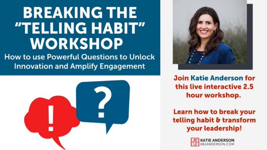 Last chance to join me for this live session starting in just under an hour - 9am Pacific. Discover the power of questions &amp; the nuances of asking them more effectively. katieanderson.podia.com/breaking-the-t…