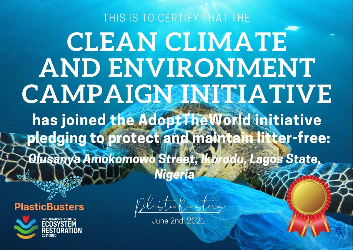 Proud to have joined the AdoptTheWorld initiative to do my bit for the environment! #adopttheworld and #plasticbusters