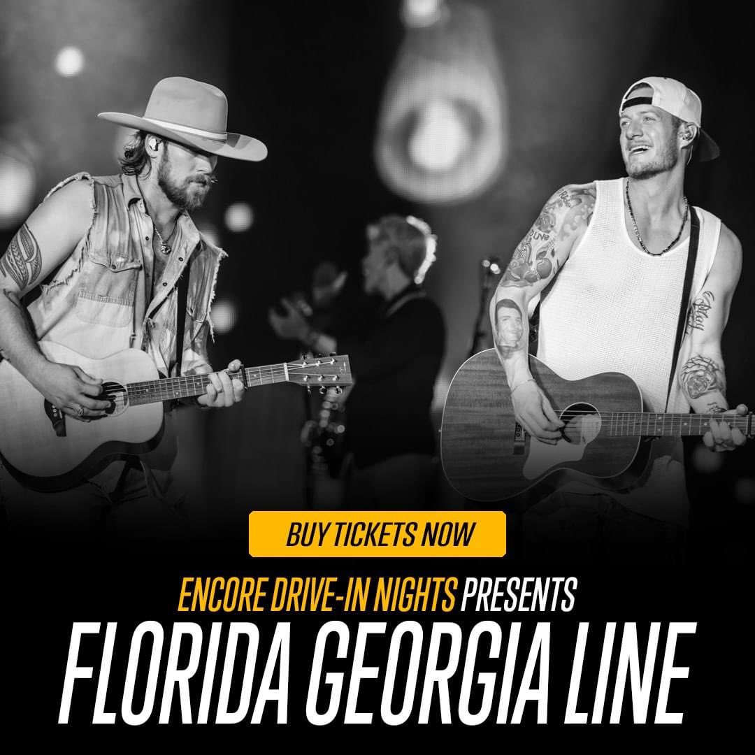 Have y’all gotten your tickets yet? Join us, Nelly and Chase Rice for Encore Drive-In Nights on June 12th. Ticket prices go up at Midnight: encorenights.com/fgl 💥