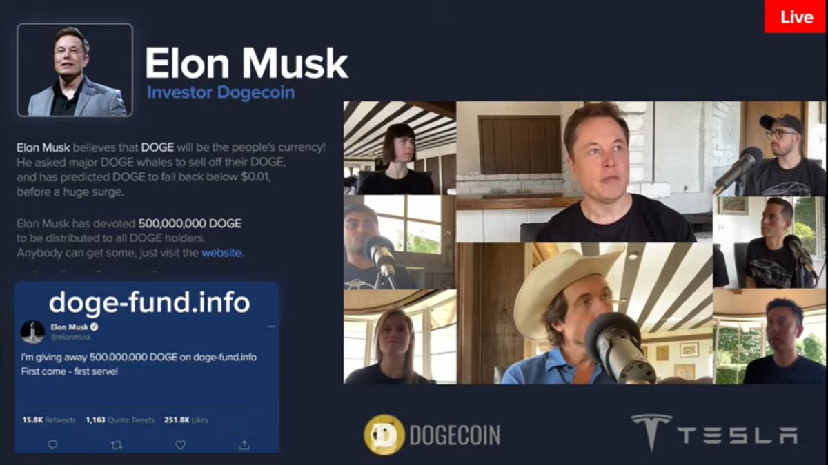 sandeepvrm5's tweet photo. Live @elonmusk  with @dogecoin  team discussion / Doge Prediction, Latest NEWS &amp; Dogecoin Doge Updates... 🚀🚀🚀
#crypto #cyptocurrency #dogecoin #elonmusk #tesla #DOGE #podcast https://t.co/yd0ZHtRrkW