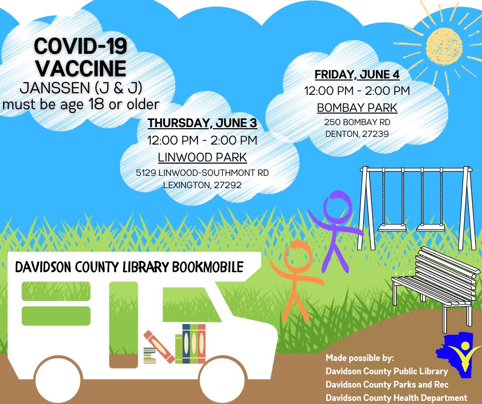 LexPubLibrary's tweet image. The library bookmobile and health department are teaming up to boost vaccine access. June 3, and 4 from 12pm- 2pm. Please share!