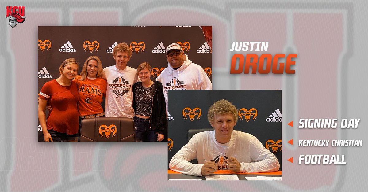 RockfordAD's tweet photo. Justin Droge ✍🏼 @GoKnightsFB. Congrats to Justin and his family! #RamFam #KCUBuilt #BuildTheCastle @GoKnightsATH https://t.co/XLRrOw3Gqy