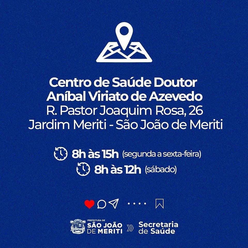 Seguindo o Plano Nacional de Imunização, a Prefeitura de São João de Meriti, por meio da Secretaria de Saúde, anuncia o grupo prioritário que será vacinado, exclusivamente, no Centro de Saúde Doutor Aníbal Viriato de Azevedo.