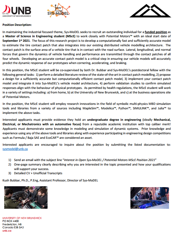 sysmodel's tweet photo. Are you passionate about modelling and simulation of vehicle systems? If so, take a look at our lab’s open funded Master's position!
To learn more, head over to the Sys-MoDEL webpage: https://t.co/520DltRl9c
or
Learn more about the job description here: https://t.co/MWsVmP8JYg https://t.co/TWqXcgWK6e