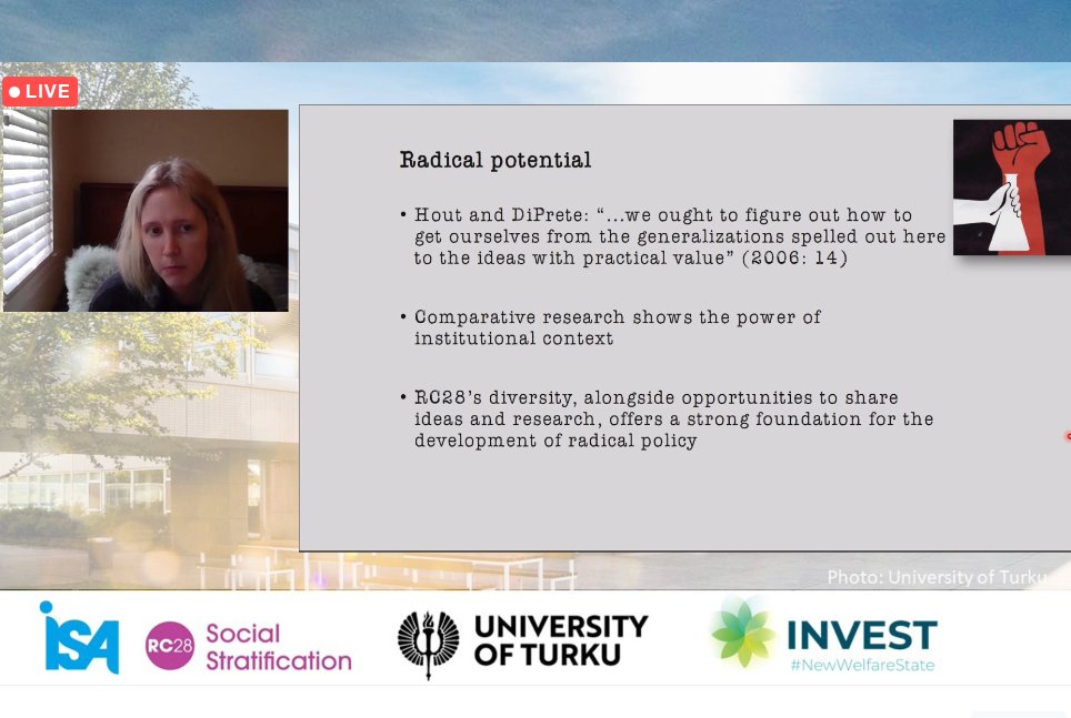 The inspiring keynote for tonight at #RC28Turku meeting is offered by Assistant professor Michelle V. Jackson <a href="/Stanford/">Stanford University</a> University on the radical potential of #social #stratification and #mobility research. <a href="/RC28_Turku/">RC28 Turku</a> Thank you Michelle!
