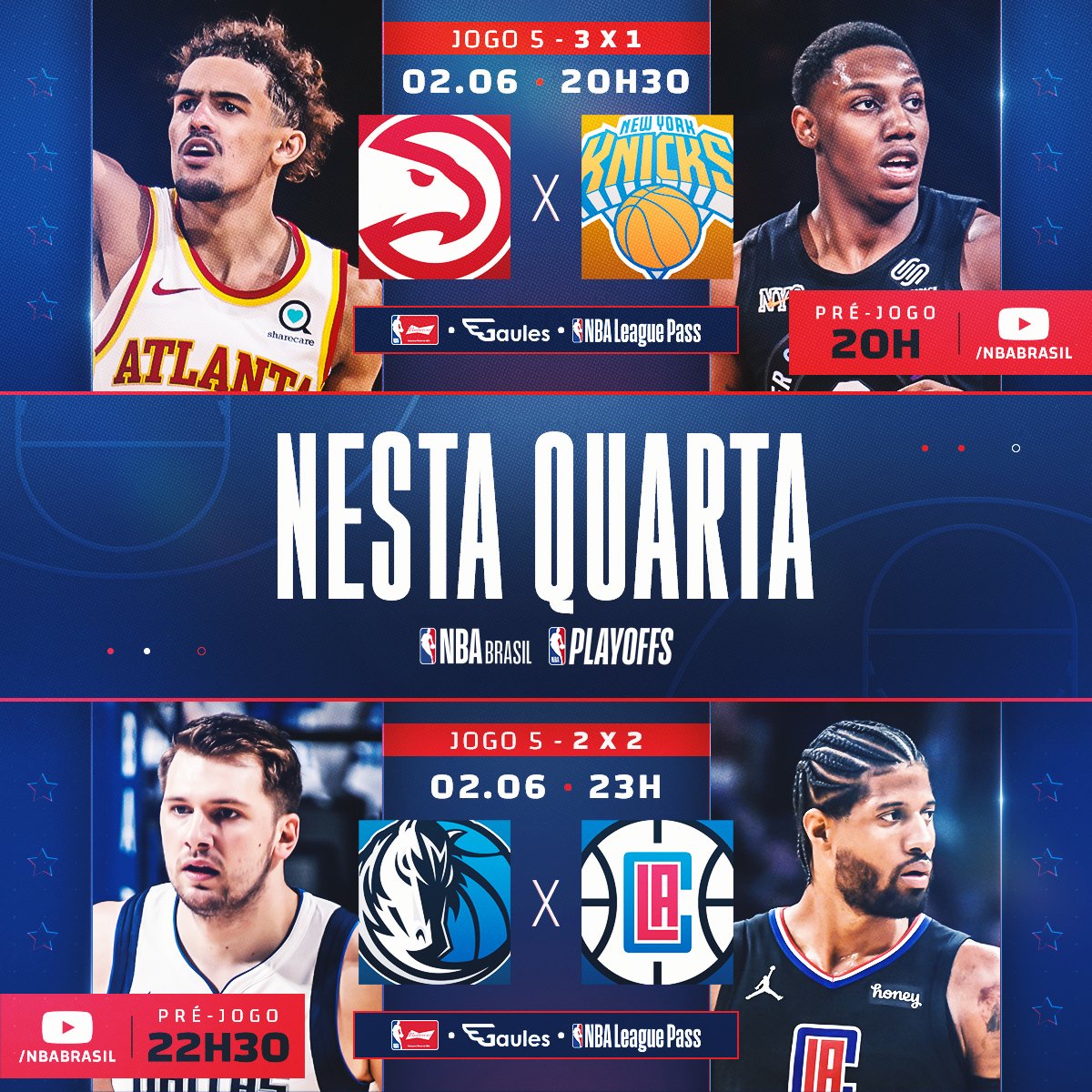 NBABrasil's tweet photo. Quarta-feira de rodada dupla AO VIVO E DE GRAÇA em nosso YouTube e no Twitch do @Gaules, e OUTRA rodada dupla ao vivo no @SporTV! HOJE O BICHO VAI PEGAR! Deixa seus palpites! #JogoNBABud #NBAnoGaules

Assista a partir de 20h30: https://t.co/1f4FeH8hIv ou https://t.co/OSaZN5OuLU https://t.co/UAT2a9ZsfZ