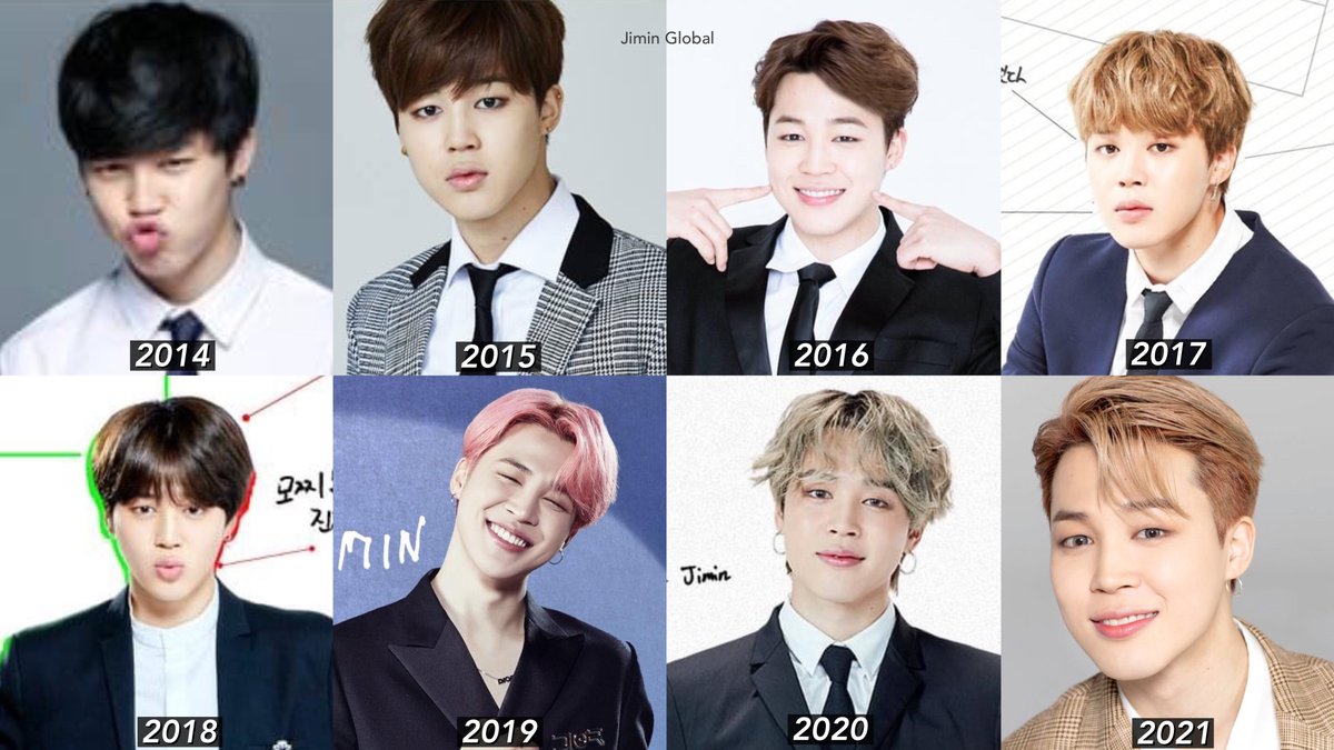 JiminGlobal's tweet photo. Jimin Festa Profiles throughout the years. https://t.co/wkrZbgBPNd