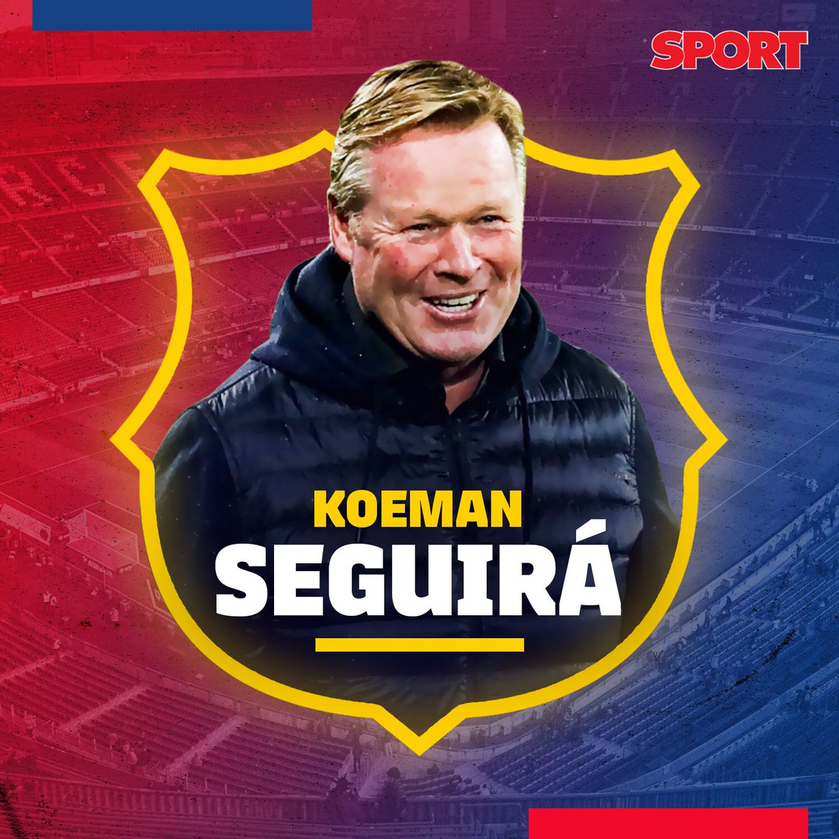 sport's tweet photo. 🔵 Koeman sigue 🔴  

🤔 ¿Te parece una buena noticia para el futuro del Barça? 

🔄 Sí
❤️ No 
💬 ... https://t.co/M8SIsq2zfg
