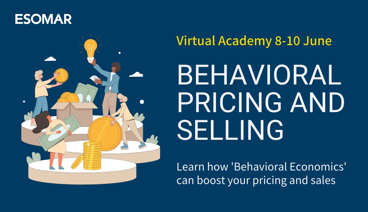 ESOMAR's tweet image. Interested the find out what practical implications ‘#BehavioralEconomics’ has for pricing and sales

Learn more about the course 
👉 bit.ly/3uDHTCg

#behavioralpricing #behavioralscience #onlinecourse