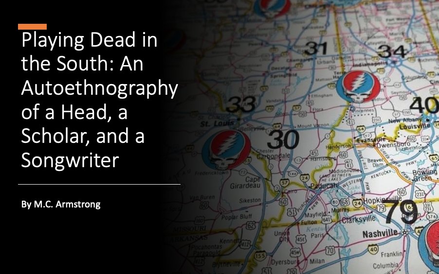 mcarmystrong's tweet image. About to give a paper at #PCAACA21 : Playing Dead in the South. If anyone knows someone who was at that first show in Miami in 1968, please reach out!
#TheGratefulDeadScholarsCaucus
#GratefulDeadStudies
#Autoethnography 
#Space
#Place
#EFF
