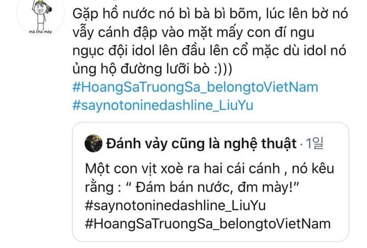 EllioCristi's tweet photo. Lũ ngu ngục Hán nô cút đi #LiuYusfansgetoutofVietNam https://t.co/f2l1WO9G9K