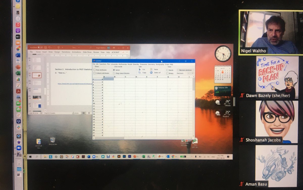dawnbazely's tweet photo. 📈Prof. Nigel Waltho of @Carleton_U is talking field project design & sampling in #VirtualFieldCourse Week4!
We’re learning about 2 menu-driven #OpenAccess@am packages: G*Power & PAST4.
The latter does traditional & ecological statistics📈!
#BIOL30014410
#BIOL3001
#BIOL4410-02 https://t.co/yldX71uW6K