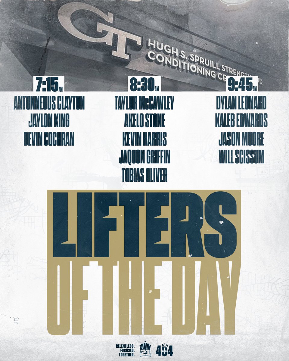 Congrats to The Lifters of The Day! Great job individually and getting the most out of others! @GeorgiaTechFB