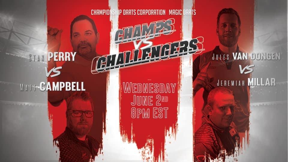 Tune in tonight! Wk#8 <a href="/champdarts/">Championship Darts Corporation</a> 
ON STREAM - Matt Campbell vs Stan Perry
Follow on DCTV <a href="/DartConnect/">DartConnect</a> for Nick Linberg vs Cory Tkach and Jacob Taylor vs Larry Butler
<a href="/Jakethetruth180/">Jacob Taylor</a> @180GinjaNinja 
#ConquerTheUniverse 💪🏻🎯