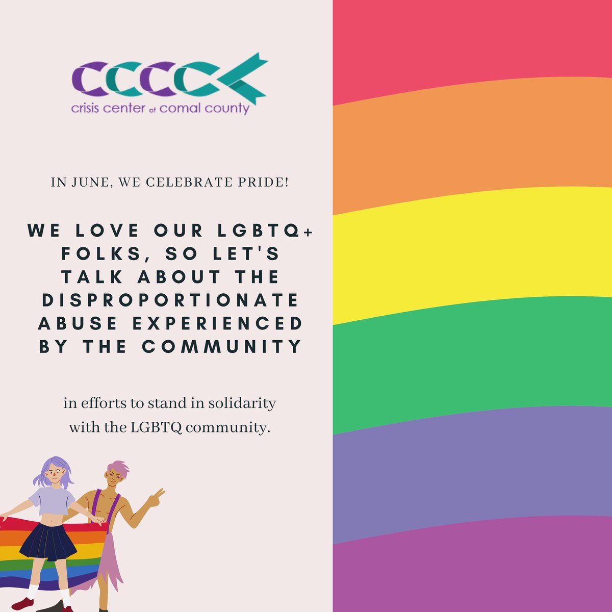 CrisisCenterNB's tweet photo. The unfortunate truth is that LGBTQ+ folks experience massively disproportionate levels of sexual and domestic violence, specifically Transgender folks.
#pride #domesticviolence #sexualassault #ally #prevention https://t.co/MZLe5svCyw