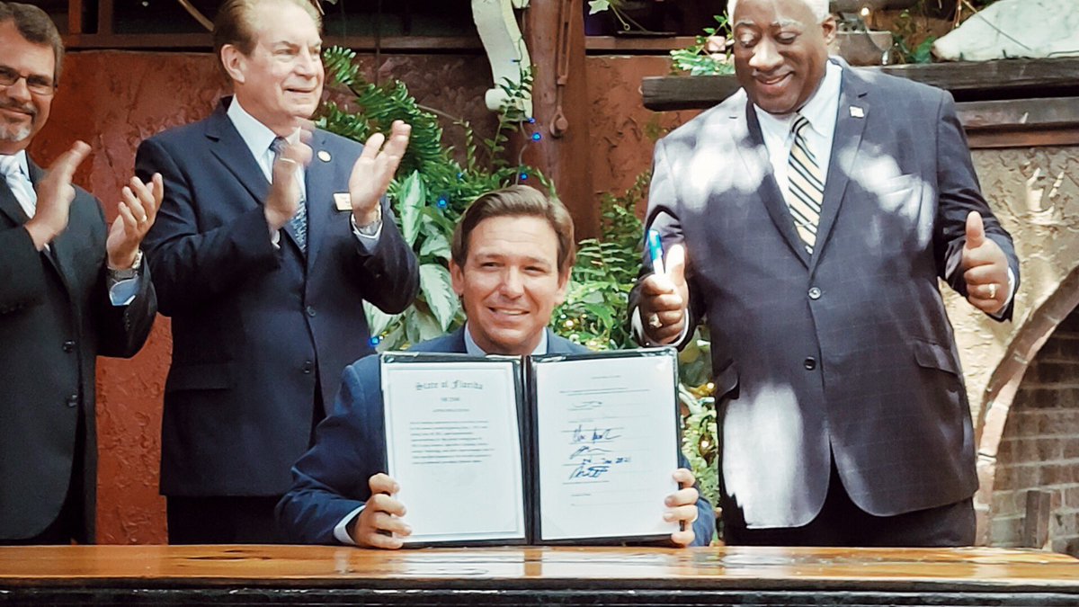 GovRonDeSantis's tweet photo. The Florida Leads Budget cuts taxes by $169 million and responsibly funds education, Florida’s environment, and the infrastructure to keep our economy strong. I’m proud to sign a balanced budget that includes nearly $10 billion in reserves. 

Read more: https://t.co/YZtedmGT80 https://t.co/clErYu2nqT