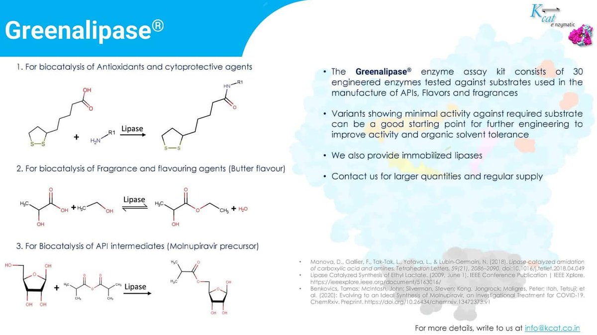 Our Products for Biocatalysis !!!
#kcat_enzymatic #biocatalysis #specialty_enzymes #enzyme_engineering #enzyme_manufacturing