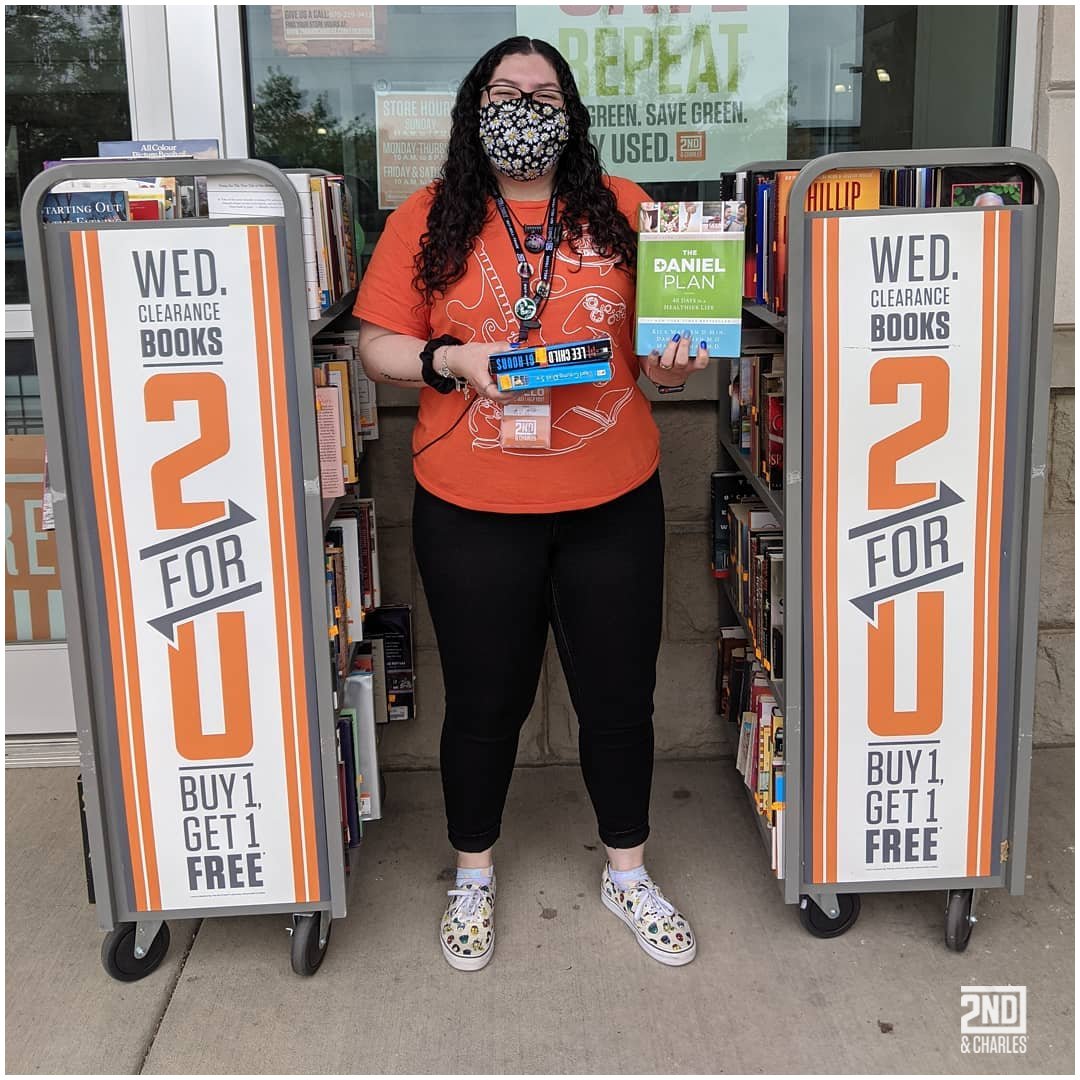 2ndandcharles's tweet image. Free books - today only! All clearance books are BUY 1, GET 1 FREE at your #2ndandCharles every Wednesday. #2ForU