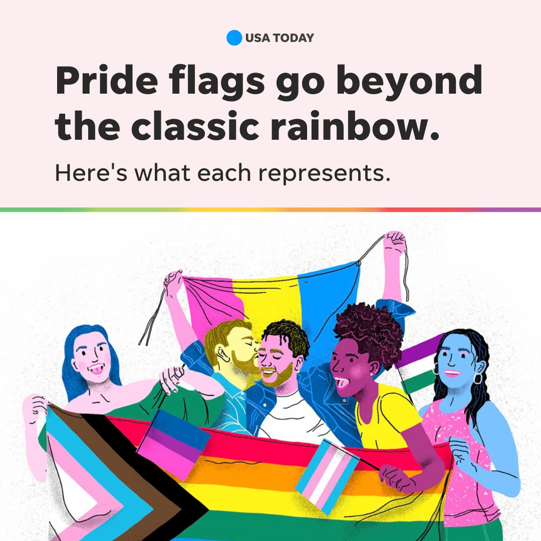 USATODAY's tweet photo. Happy #Pride2021! Can you name all the Pride flags?
Here’s a look at many different ones, from original rainbow to lesbian to genderfluid and other sexual orientations and gender identities.
🧵: https://t.co/pKZfQEiTBr