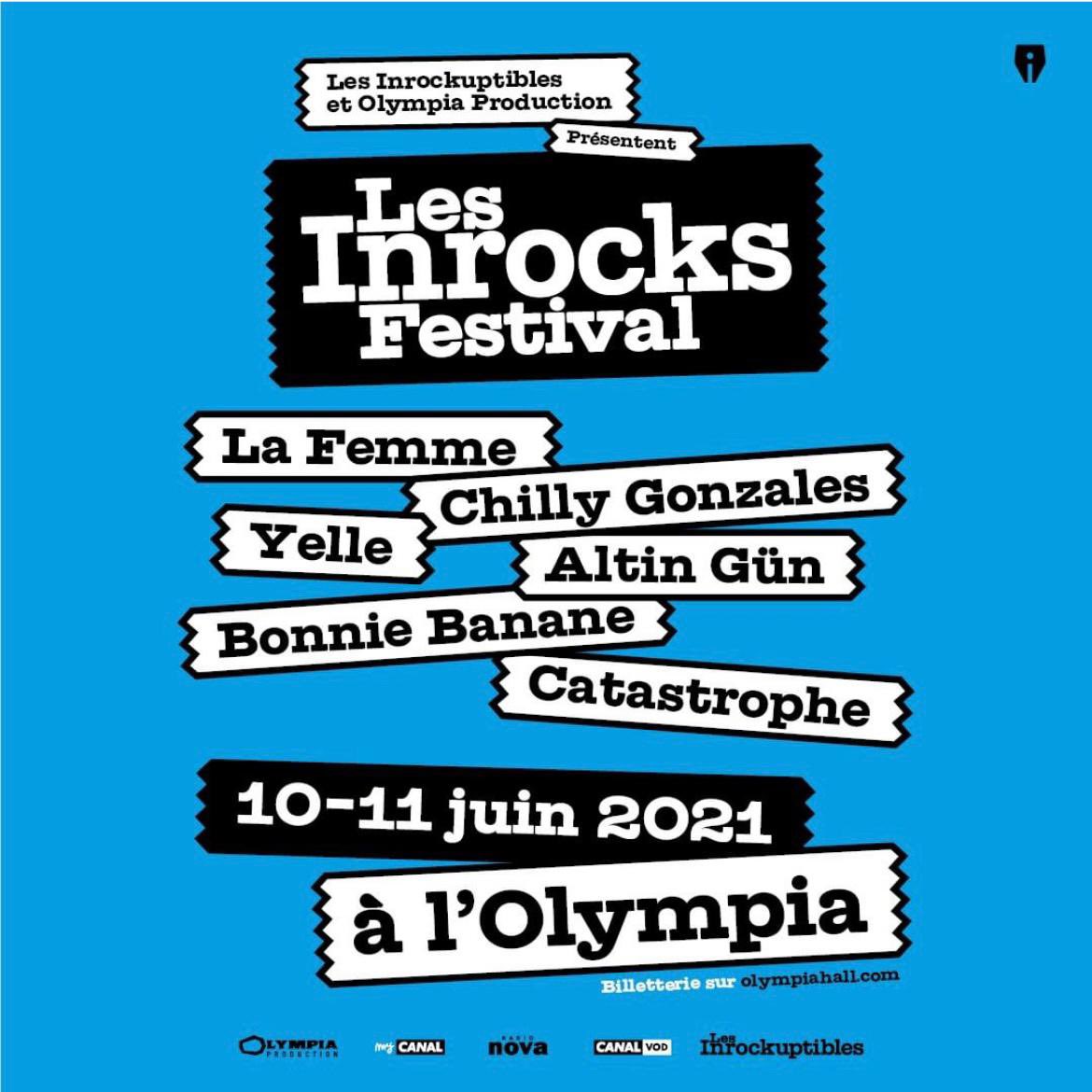 Après une année quasi-blanche pour les festivals, Les Inrocks Festival est de retour les 10 et 11 juin prochain et rouvre L’Olympia pour sa 33e édition. 

<a href="/OLYMPIAHALL/">L'Olympia</a> <a href="/OlympiaProd/">Olympia Production</a>