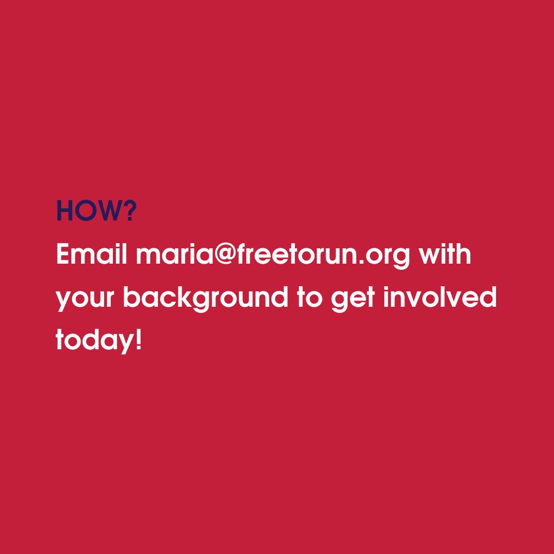 FreeToRunNGO's tweet photo. SEEKING EXPERTISE: Free to Run is seeking a Technical Advisory Committee to provide support to the Executive Director to help identify important areas of innovation and development for the organization.  

Email maria@freetorun.org to get involved! https://t.co/JiFDD0ei3N