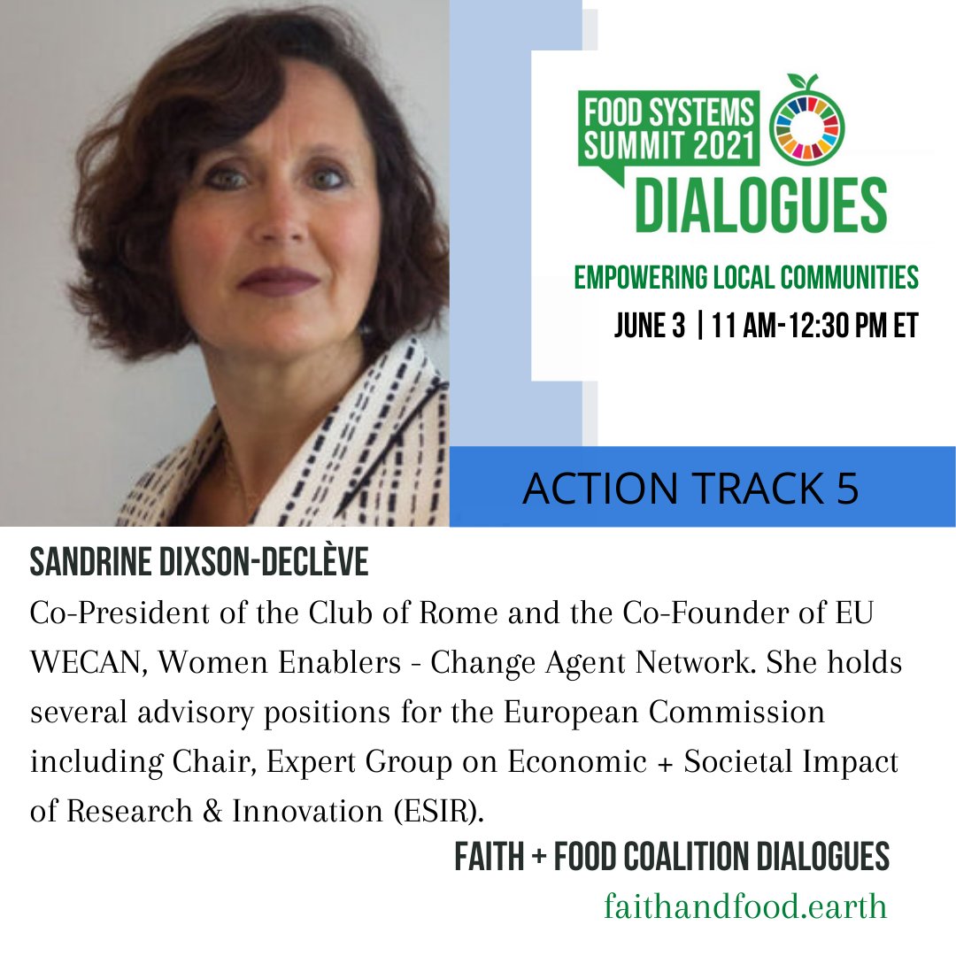 The Faith + Food Coalition welcomes Sandrine Dixson-Declève, Co-President of the Club of Rome &amp; Co-Founder of <a href="/EUWeCan/">WECAN Brussels</a> &amp; Lucy Mulenkei, Executive Director of the Indigenous Information Network <a href="/IndigenousInfo1/">Indigenous Information Network</a> for 'Empowering Local Communities'. Tomorrow! faithandfood.earth