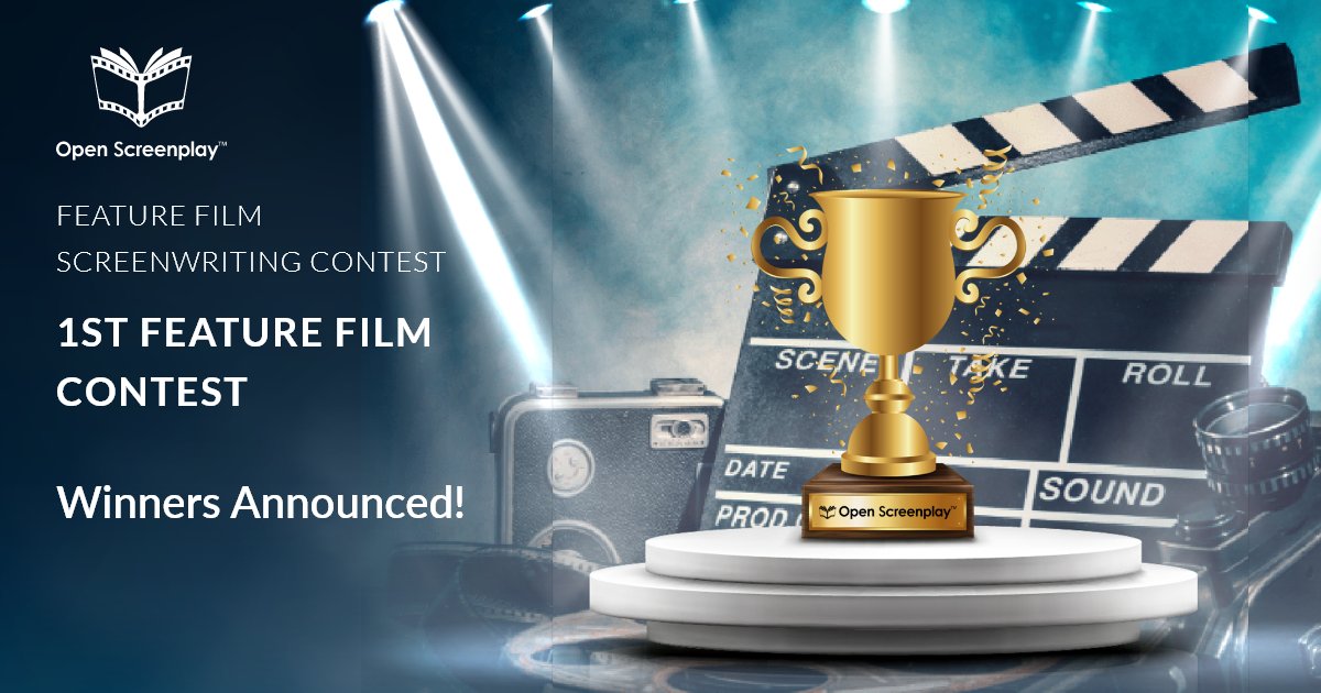 OpenScreenplay's tweet image. We’re delighted to announce the winners of our 1st Feature Contest! For a complete list of winners visit us at bit.ly/3yQ5xyK

#WriteABetterWorld
#openscreenplay #screenwriting #shortfilm #screenplay #storyconcept #contest #writers #writingcommunity #writing #filmmaking