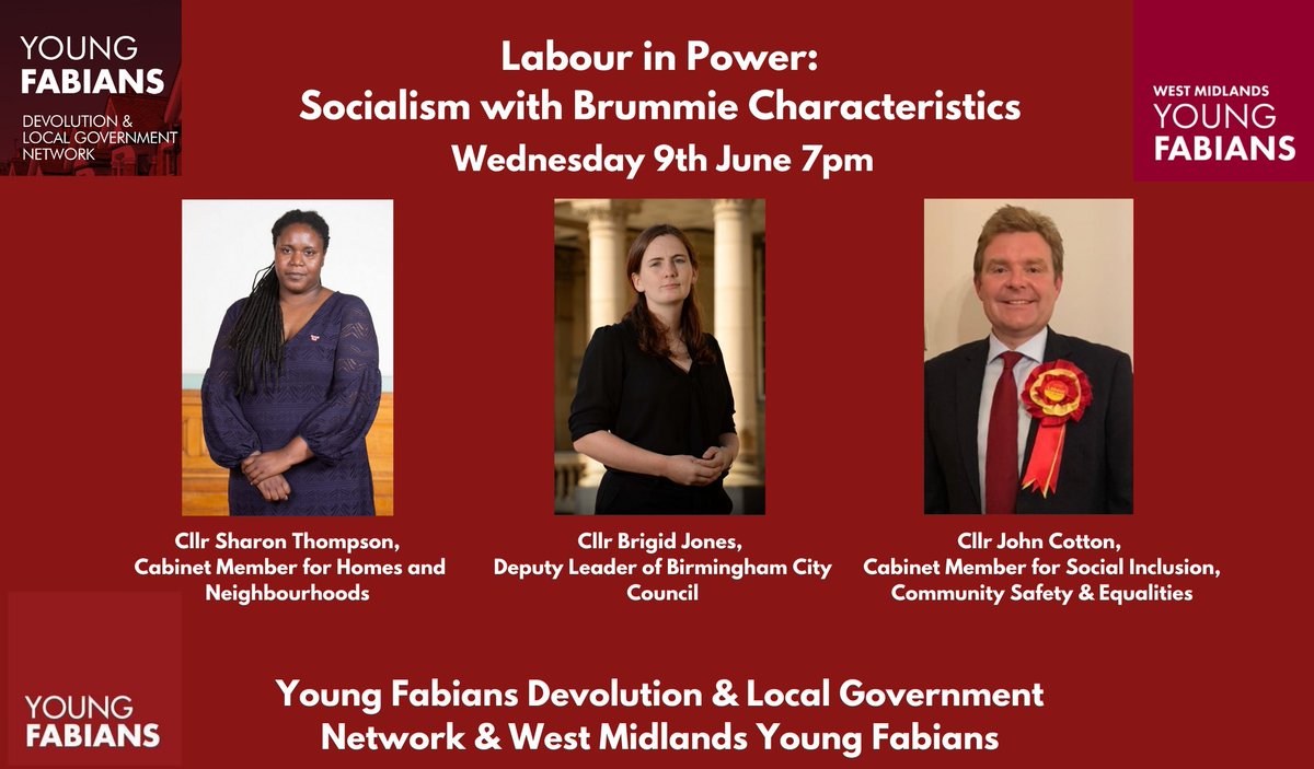 YFDevoLocalGov's tweet photo. One week to go until our next event with @WMYoungFabians!

We'll be joined by @brigidjones, @CllrJohnCotton, &amp; @Ms_SThompson to discuss what they are doing as Labour in power in Britain's biggest local authority

⏳Wed June 9th 7pm

Zoom Reg
https://t.co/JznODx6ZhL https://t.co/fjLFCAHqIu