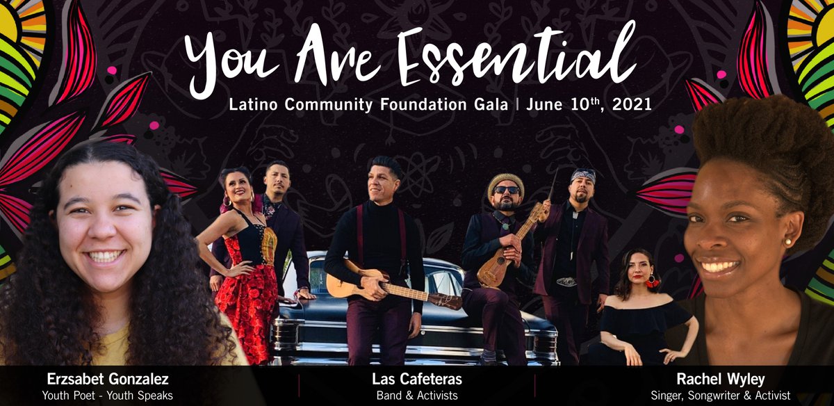 Latino Community Fdn (@latinocommfdn) on Twitter photo Are you ready to dance to the rhythms of <a href="/lascafeteras/">Las Cafeteras</a>, be moved by the lyrics of Rachel Wyley, and be inspired by this year’s surprise Youth Poet, Erzsabeth Gonzalez from <a href="/youthspeaks/">youthspeaks</a>?
Join us on June 10th at 6pm PT for an unforgettable night! RSVP: bit.ly/LCF2021Gala Are you ready to dance to the rhythms of <a href="/lascafeteras/">Las Cafeteras</a>, be moved by the lyrics of Rachel Wyley, and be inspired by this year’s surprise Youth Poet, Erzsabeth Gonzalez from <a href="/youthspeaks/">youthspeaks</a>?
Join us on June 10th at 6pm PT for an unforgettable night! RSVP: bit.ly/LCF2021Gala
