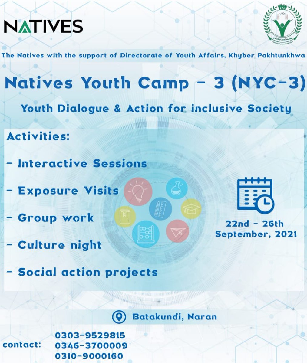 THENATIVES3's tweet photo. Venue: Batakundi, Naran  Dates: September 22 - 26, 2021

Charges: 8500/- PKR which includes Transportation (Peshawar &amp; Islamabad), Meals, Shared-accommodation, training sessions, exposure visits, certificate, and a lifetime experience.   Reserve your slot
https://t.co/3H4QJ3zLvK https://t.co/EzzhOCKS9w