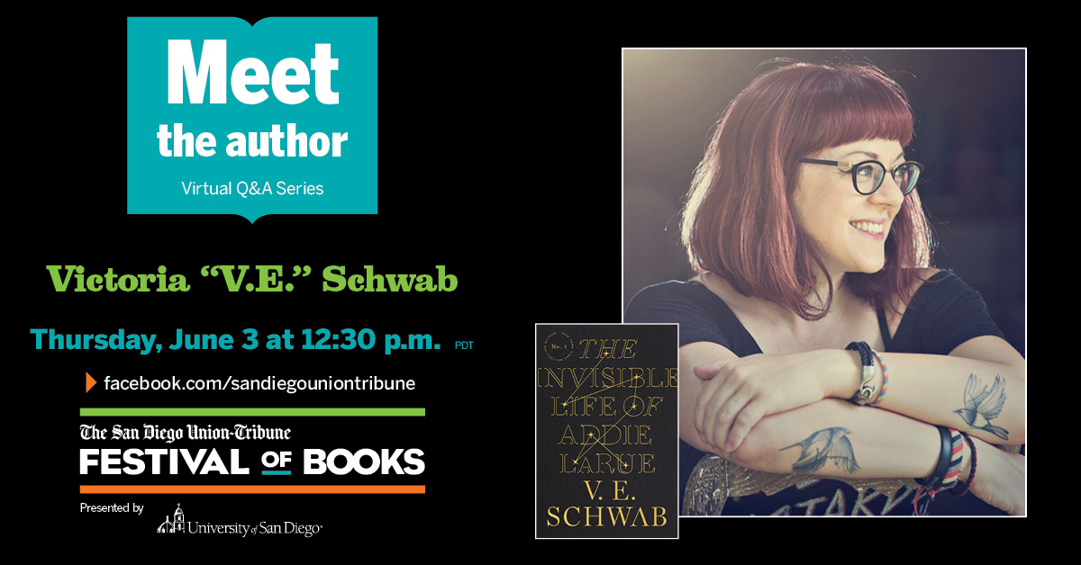 Join us this Thursday, June 3 at 12:30 p.m. PDT for a live Q&A with New York Times bestselling author Victoria “V.E.” Schwab on the San Diego Union-Tribune's Facebook. Moderated by Nina Garin of PACIFIC Magazine. Submit your author questions at sdfestivalofbooks.com #GrabABook