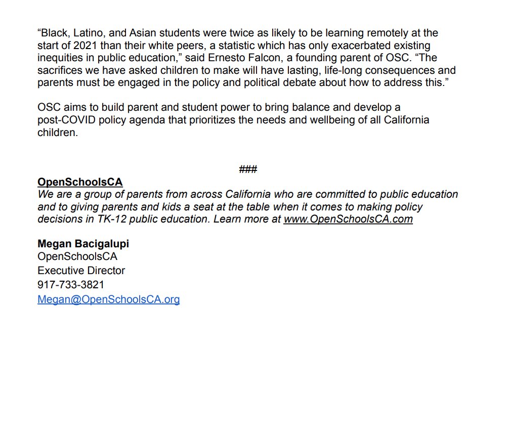 Exciting news today!!
We're announcing the formation of a non-profit organization to increase student and parent power through policy recommendations, and political candidate recruitment and support in post-COVID California
Full statement:
…2-413c-9575-269d0a979ca6.filesusr.com/ugd/5d1615_ccd…