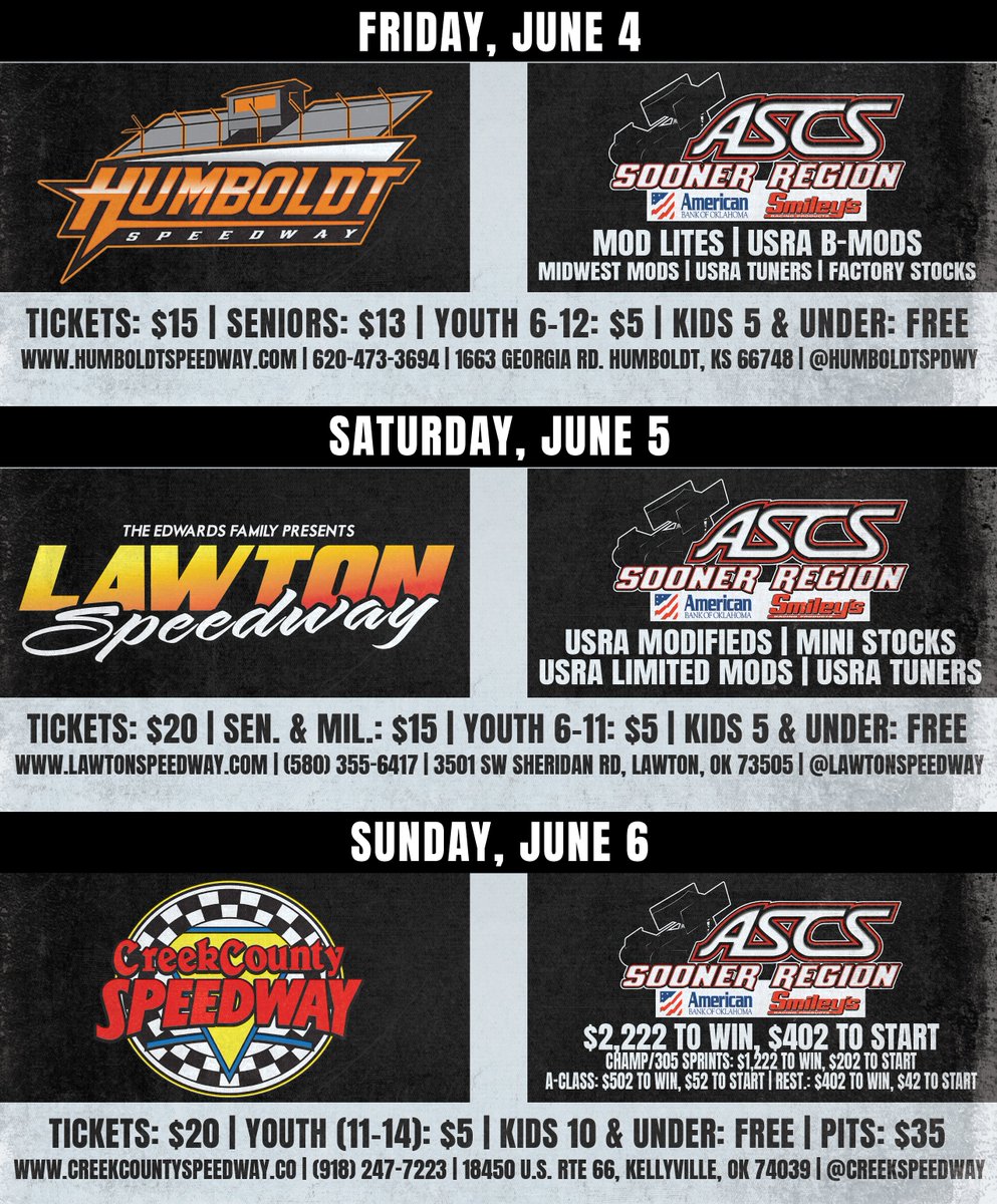 ASCSRacing's tweet photo. REGIONAL NEWS >> ASCS Sooner Region Rolling Into Three Race Lineup In Kansas And Oklahoma https://t.co/INPAKiyuCW https://t.co/sMq6ok72CJ