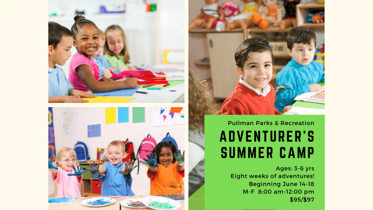 City_of_Pullman's tweet photo. Summer Camp season is here! Sessions begin 6/14 for Adventurer's &amp; Explorers. Enjoy the confidence having your child in a safe, learning &amp; fun-filled environment this summer provides. Visit pg 5 of the online guide at https://t.co/17YmCRg28i,  for details. #PullmanRec #SummerCamp https://t.co/C0TpWP6YzY