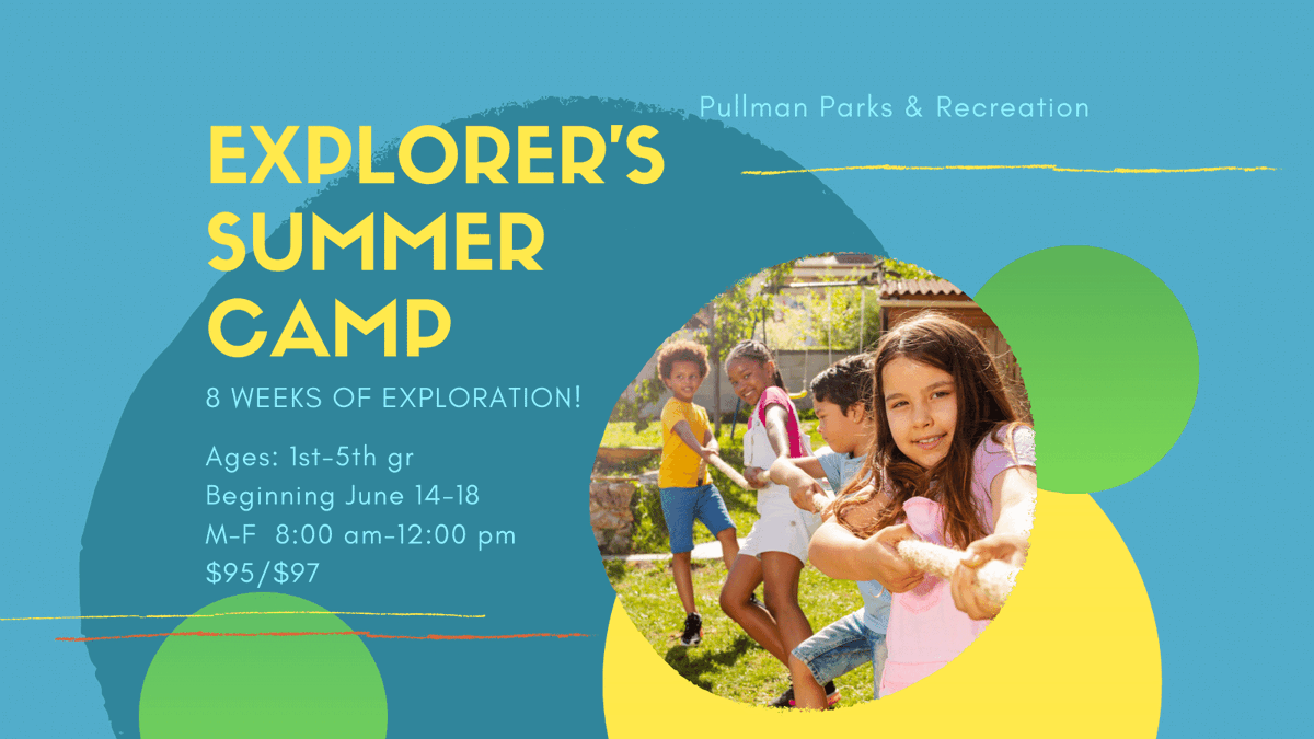 City_of_Pullman's tweet photo. Summer Camp season is here! Sessions begin 6/14 for Adventurer's &amp; Explorers. Enjoy the confidence having your child in a safe, learning &amp; fun-filled environment this summer provides. Visit pg 5 of the online guide at https://t.co/17YmCRg28i,  for details. #PullmanRec #SummerCamp https://t.co/C0TpWP6YzY