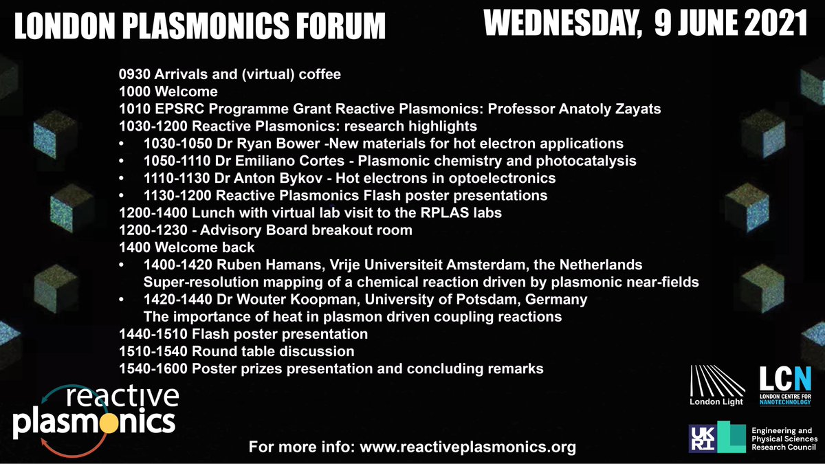 Here's the agenda for the London Plasmonics Forum next week. You can still register here: plasforum21.eventbrite.co.uk
#plasmonics #plasforum21 #metamaterials