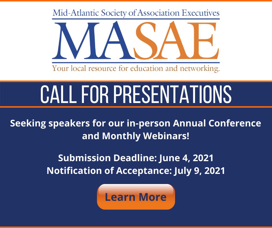 MASAE is seeking speakers for our Annual Conference and Monthly Webinars. If you have an interesting program idea, you are invited to submit an application before June 4th. docs.google.com/forms/d/e/1FAI…