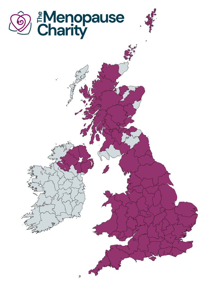 We're changing the colour of menopause care across UK &amp; Ireland. This map shows the spread of counties within which 8533 amazing GPs have signed up to our training initiative 'Confidence in the Menopause' <a href="/FourteenFish/">FourteenFish</a> 🙏🏽 Sign up here: tinyurl.com/j37mn36j #OwnYourMenopause
