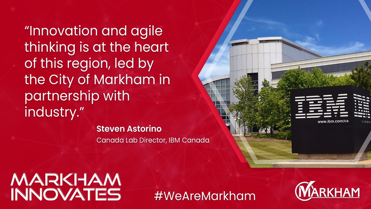 .<a href="/IBM/">IBM</a> has been an anchor in our tech ecosystem for decades and we have collaborated on many projects. Thank you <a href="/IBMCanada/">IBM Canada</a> for your commitment to our community. 

Quote: <a href="/astorino_steven/">Steven Astorino</a>, IBM Canada Lab Director

#WeAreMarkham | #MarkhamInnovates
